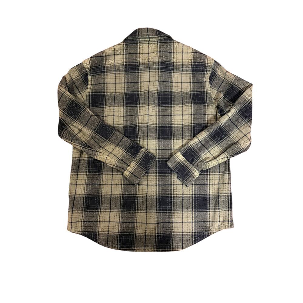 PURPLE BRAND Men's Plaid Flannel Shirt Size SMALL Green Black Heavyweight - Picture 11 of 11